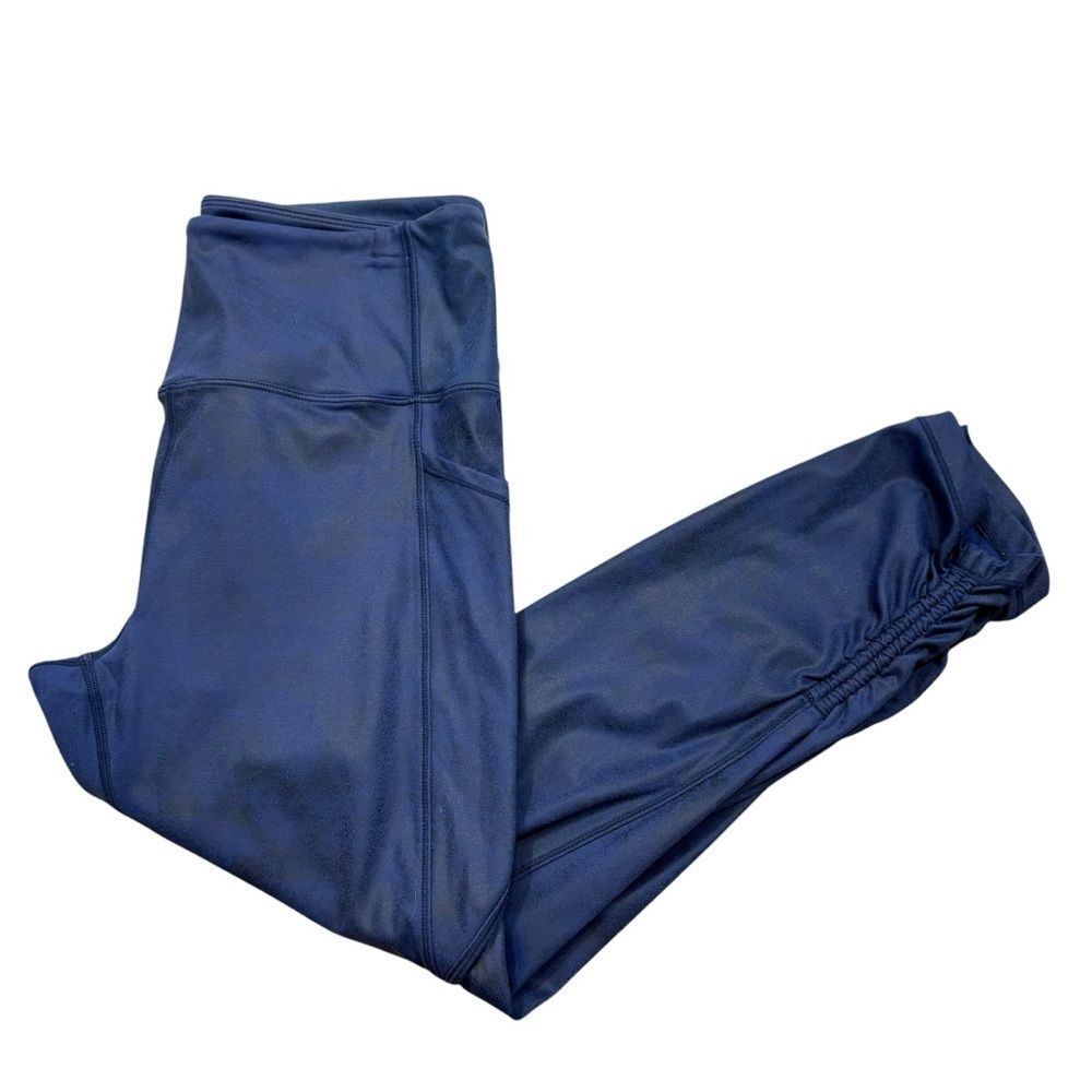 Ladies Zyia Brand Distressed Looking Blue and Black Leggings Size 8-10